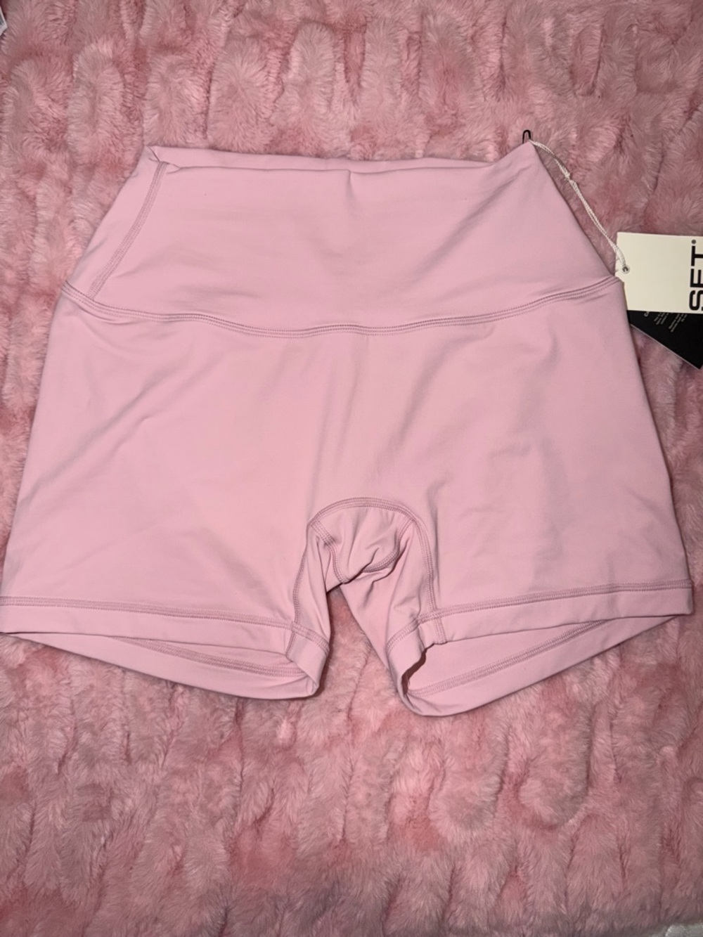 bloom Light Pink Crop Tank & High-Waist Biker Shorts Set - Picture 5 of 7
